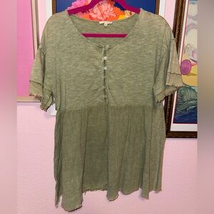 Easel Short Sleeve Babydoll Top